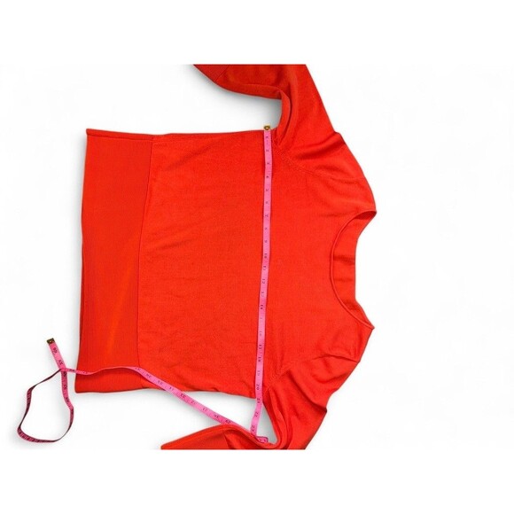 COS Orange Boxy Sweater Women’s Small Cotton Blend 3/4 Sleeve Ribbed Hem - Picture 7 of 8